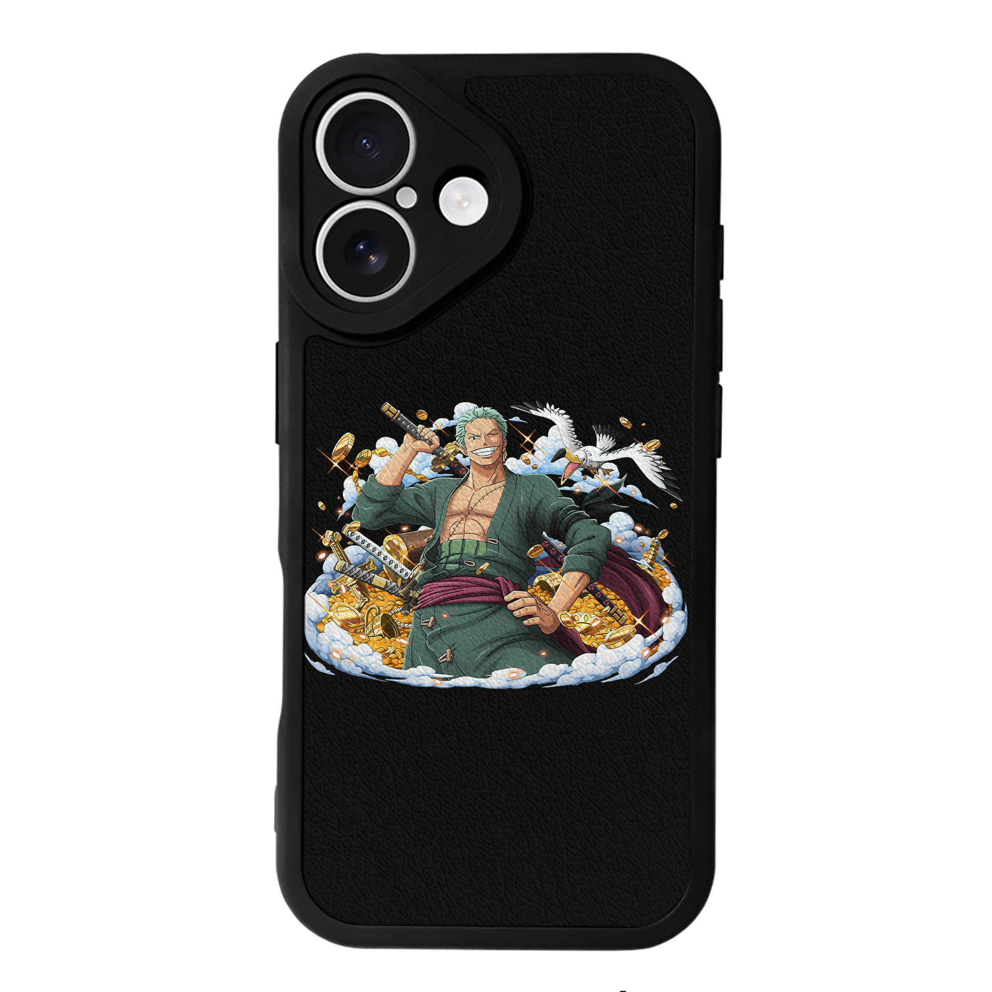 （画像用） ワンピース ロロノア・ゾロ ONE PIECE Roronoa Zoro 【iPhone 16シリーズ対応】シリコンスマホケース（レザー調） 材質：シリコン